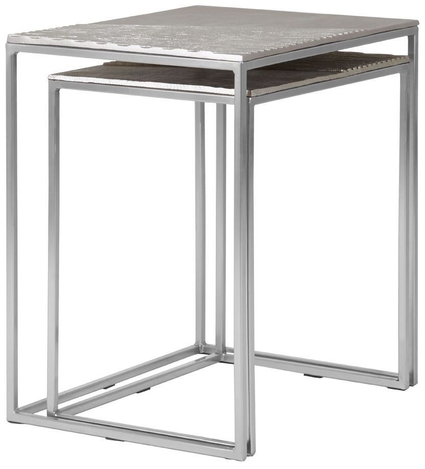 Product photograph of Bridgton Silver Metal Nest Of 2 Side Tables from Choice Furniture Superstore.