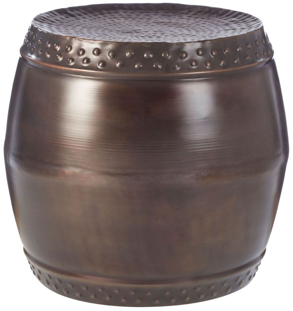 Product photograph of Bridgton Set Of 2 Rustic Brown Drum Side Tables from Choice Furniture Superstore.
