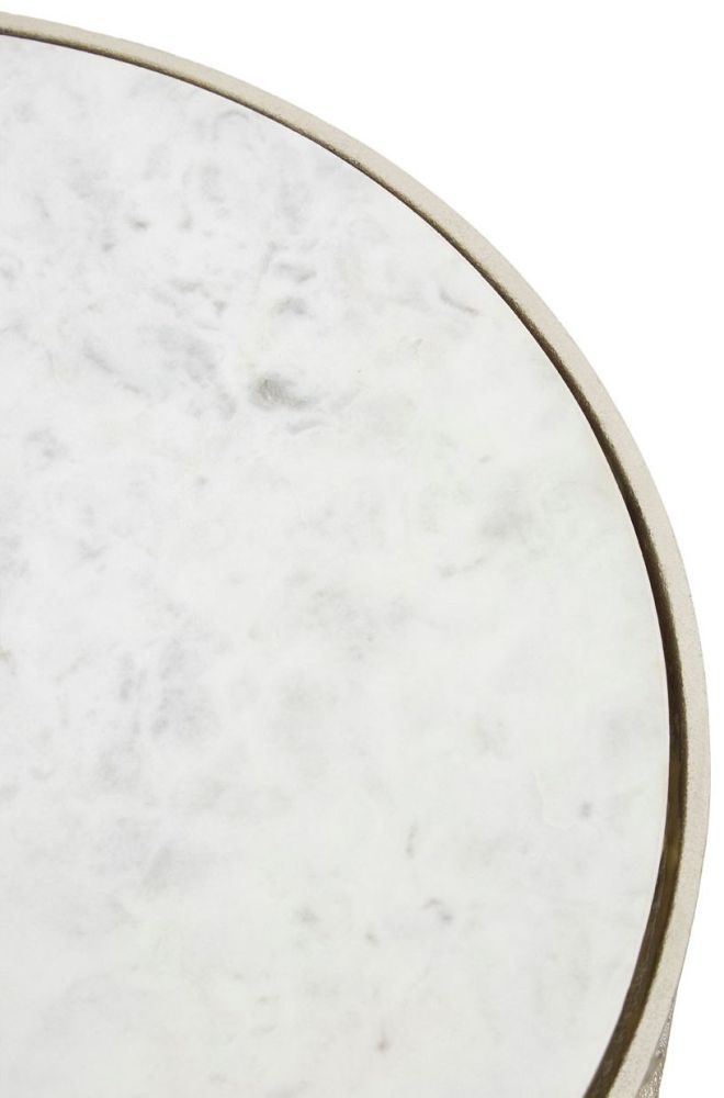 Product photograph of Bridgton Set Of 2 White Marble And Nickel Round Side Tables from Choice Furniture Superstore.