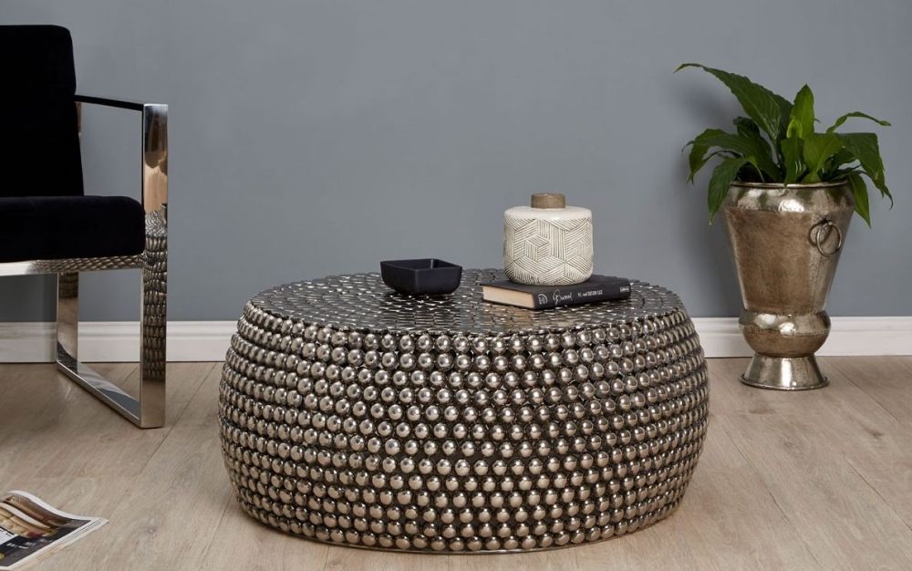 Product photograph of Bridgton Silver Beaded Coffee Table from Choice Furniture Superstore.