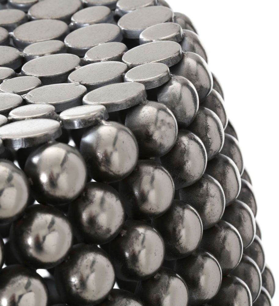 Product photograph of Bridgton Silver Beaded Stool from Choice Furniture Superstore.