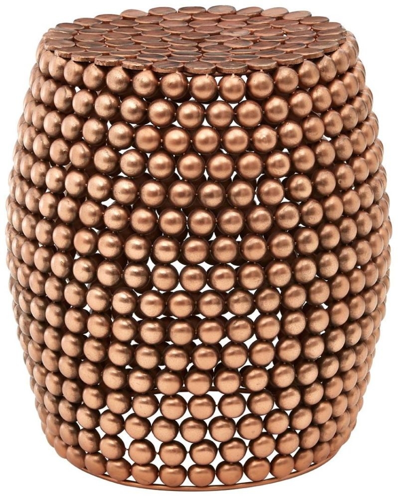 Product photograph of Bridgton Copper Beaded Round Stool from Choice Furniture Superstore.