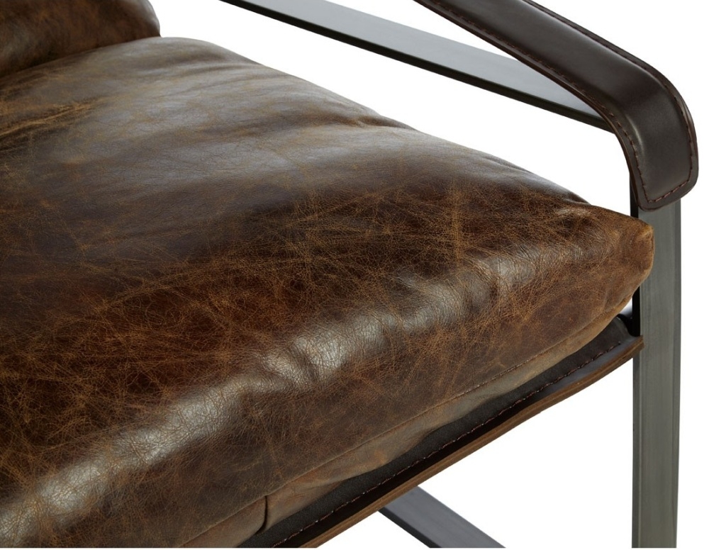 Product photograph of Bricelyn Genuine Distressed Brown Leather Lounge Chair from Choice Furniture Superstore.