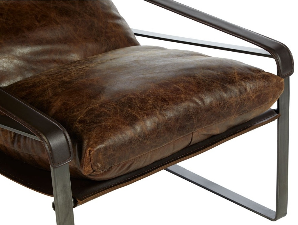 Product photograph of Bricelyn Genuine Distressed Brown Leather Lounge Chair from Choice Furniture Superstore.