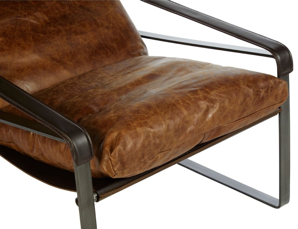 Product photograph of Bricelyn Genuine Distressed Light Brown Leather Lounge Chair from Choice Furniture Superstore.