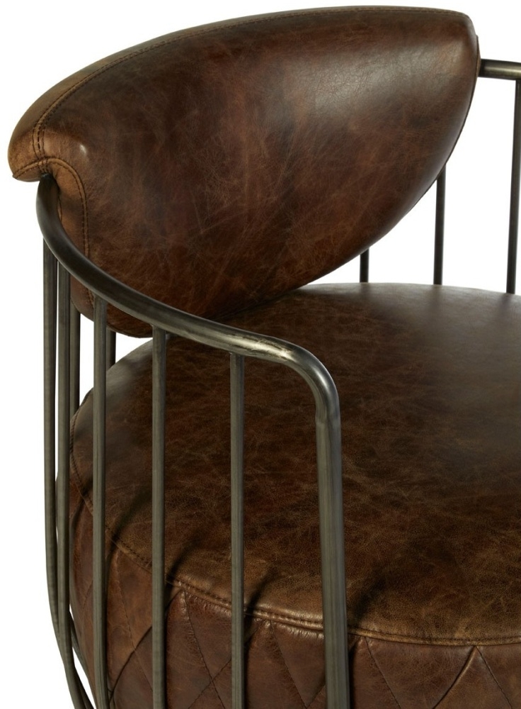 Product photograph of Bricelyn Genuine Brown Leather Swivel Chair from Choice Furniture Superstore.