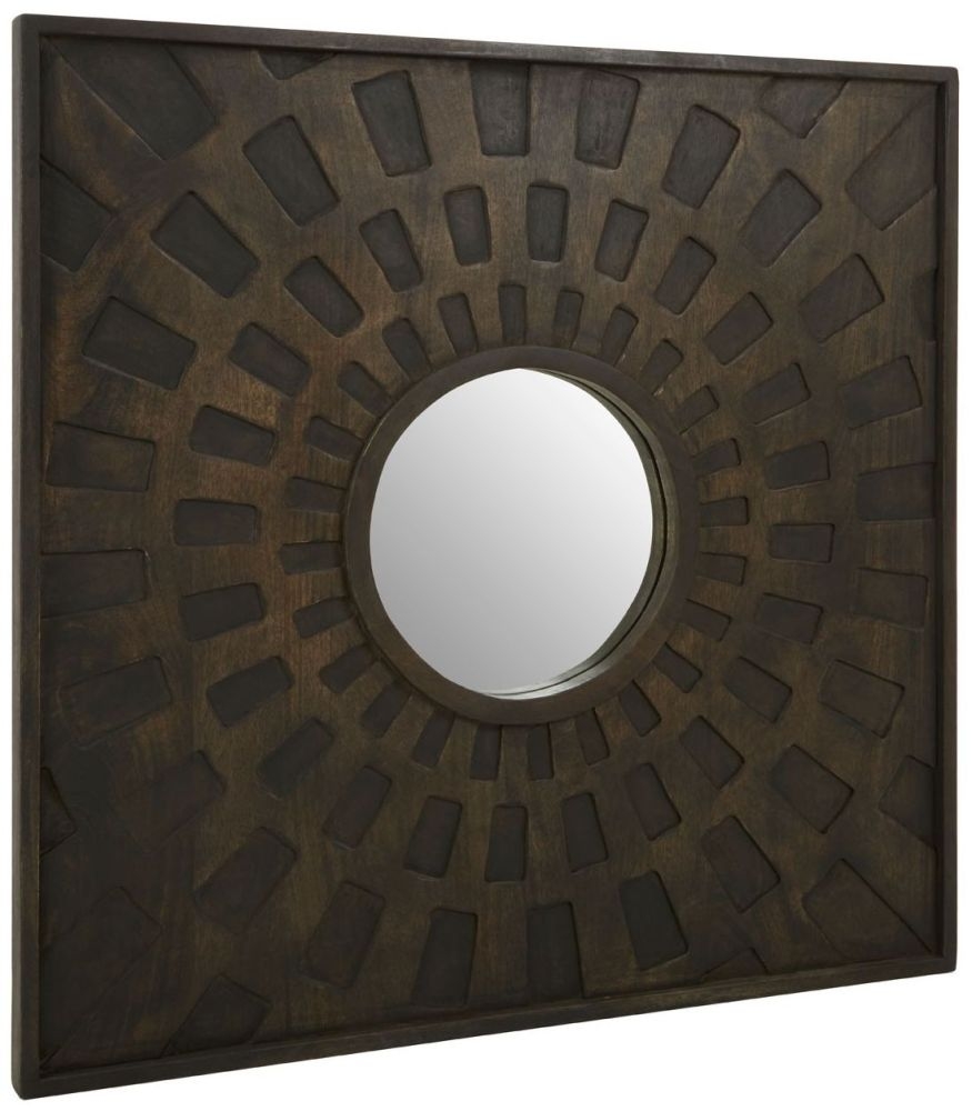 Product photograph of Tribbey Brown Mango Wood Wall Mirror from Choice Furniture Superstore.
