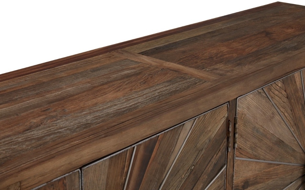 Product photograph of Villisca Natural Wood Industrial 4 Door Sideboard from Choice Furniture Superstore.