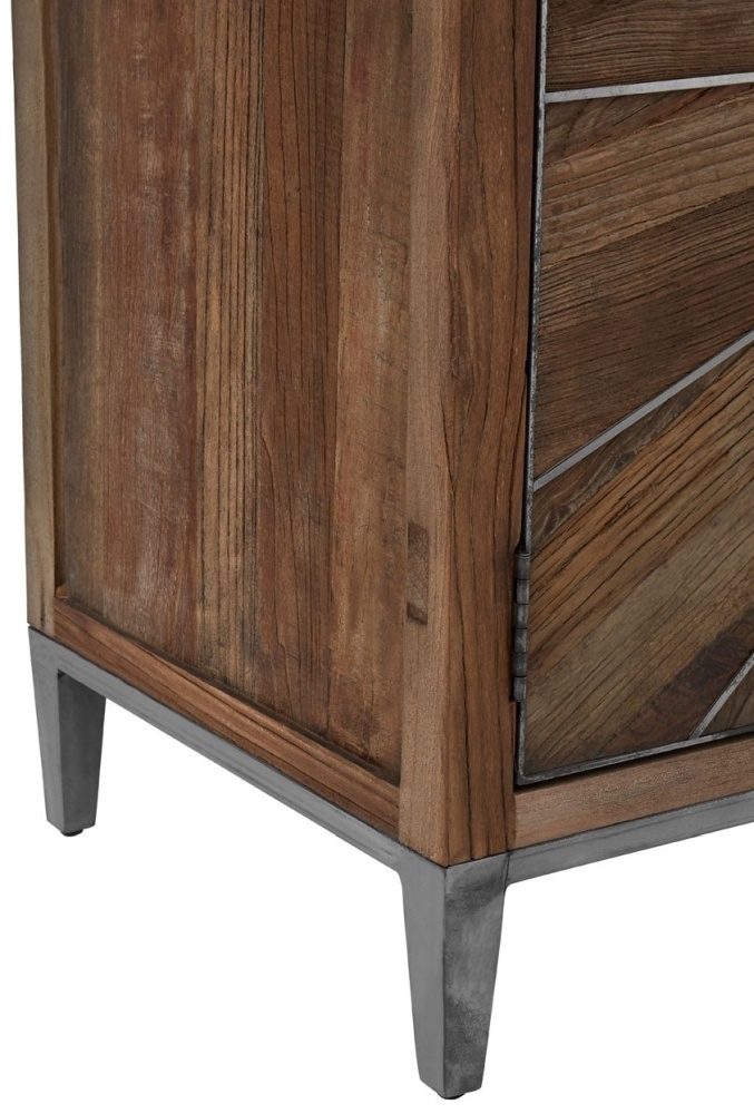 Product photograph of Villisca Natural Wood Industrial 4 Door Sideboard from Choice Furniture Superstore.