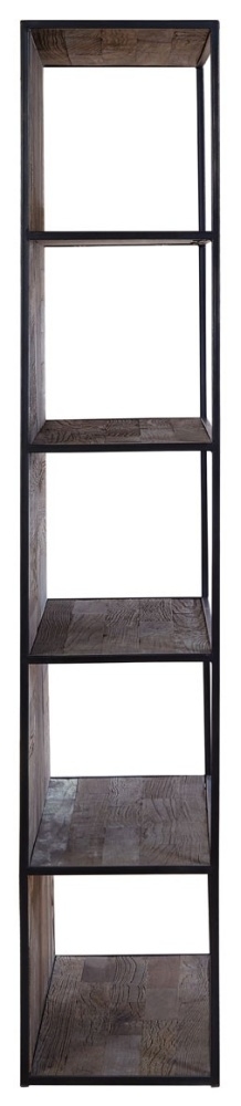 Product photograph of Villisca Natural Wood Industrial 5 Tier Shelf Unit from Choice Furniture Superstore.