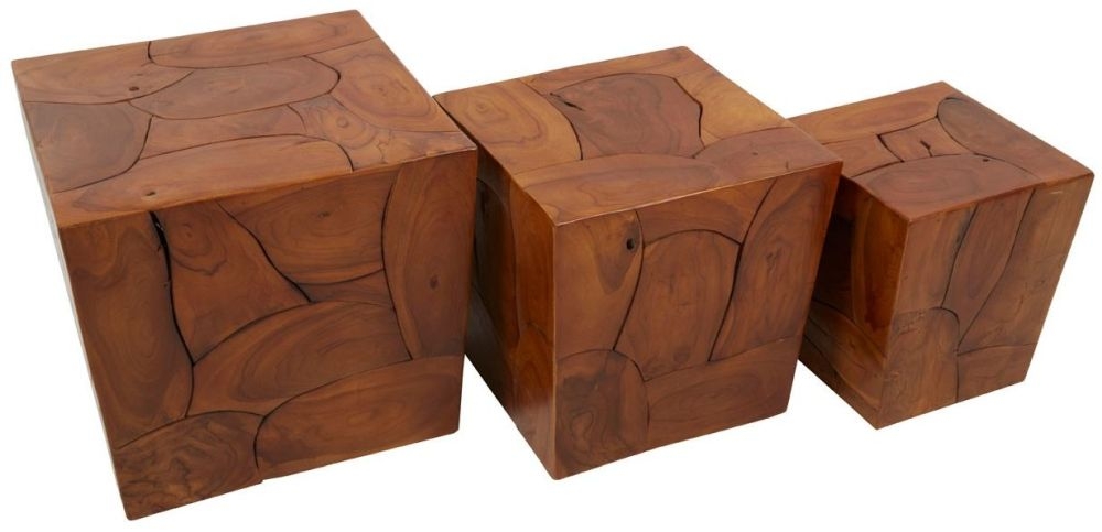 Product photograph of Artas Set Of 3 Teak Root Stools from Choice Furniture Superstore.