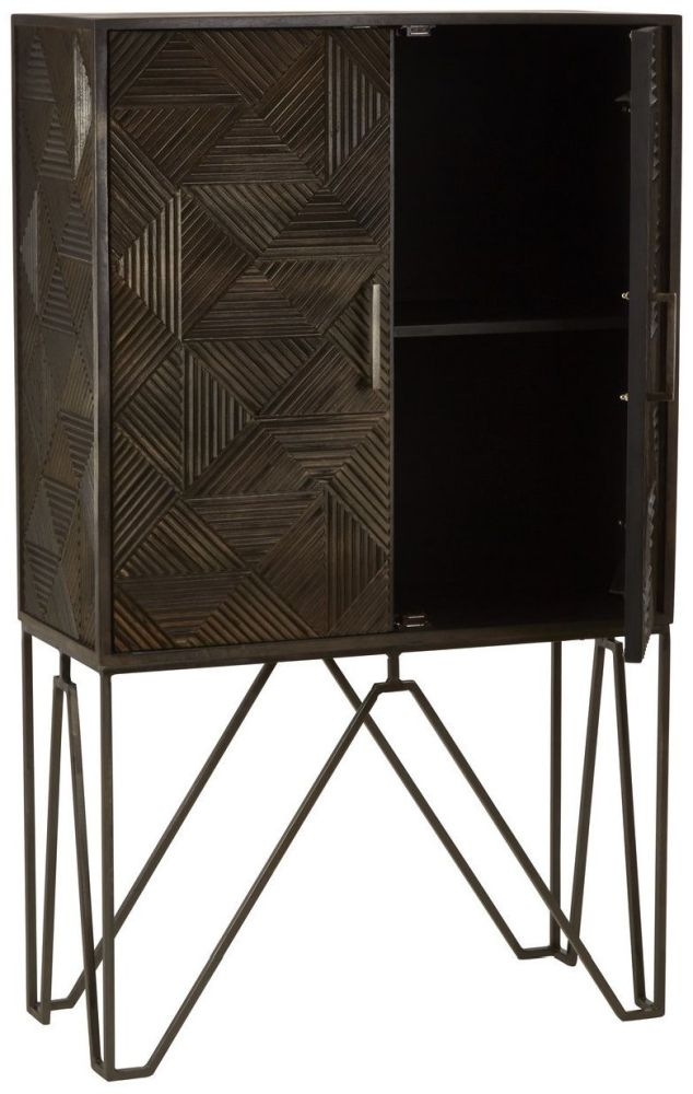 Product photograph of Staley Grey Mango Wood 2 Door Cabinet from Choice Furniture Superstore.