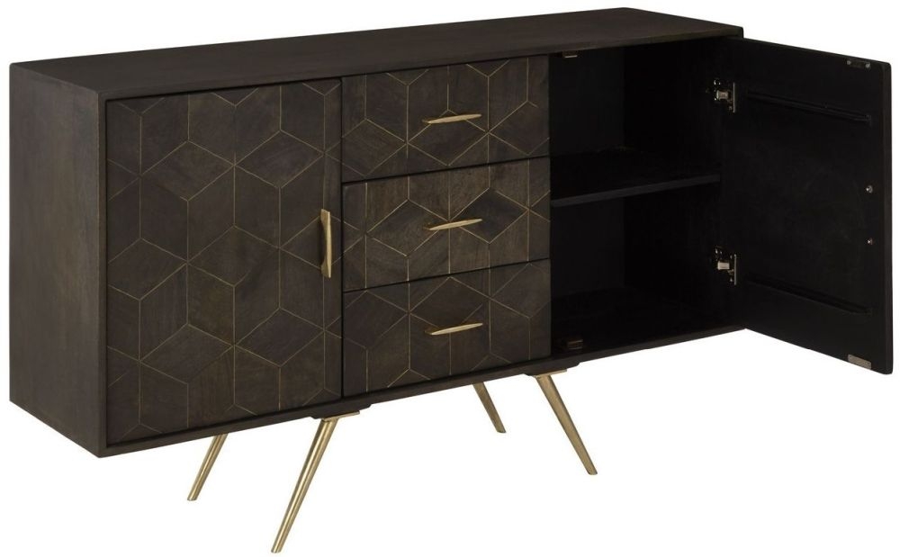 Product photograph of Trinity Grey Mango Wood 2 Door Sideboard from Choice Furniture Superstore.