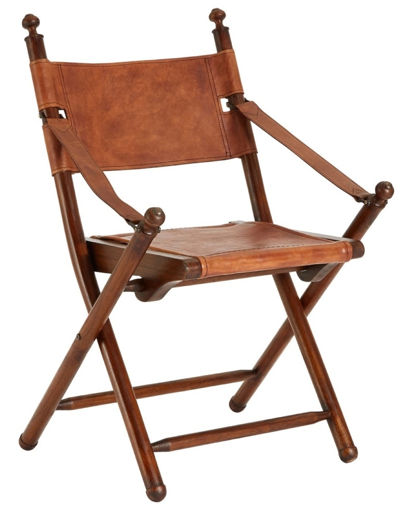 Product photograph of Arroyo Genuine Brown Leather Folding Chair from Choice Furniture Superstore.