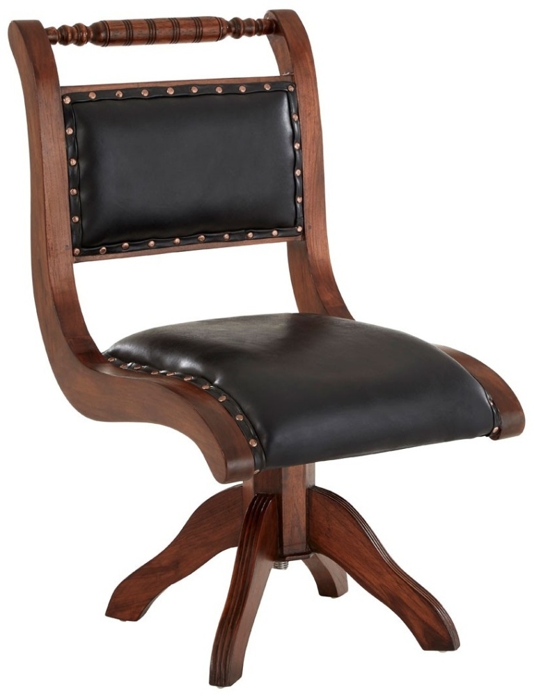 Product photograph of Arroyo Genuine Black Leather Swivel Chair from Choice Furniture Superstore.