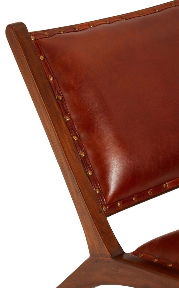 Product photograph of Arroyo Genuine Antique Brown Leather Angled Chair from Choice Furniture Superstore.