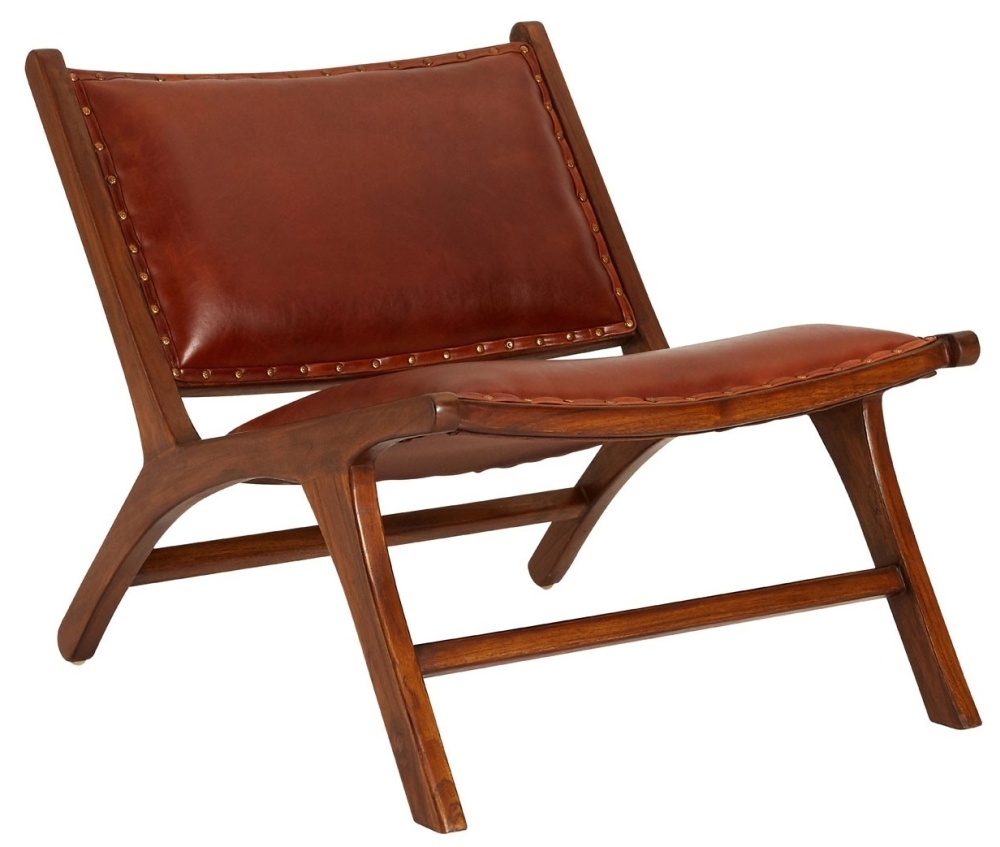 Product photograph of Arroyo Genuine Antique Brown Leather Angled Chair from Choice Furniture Superstore.