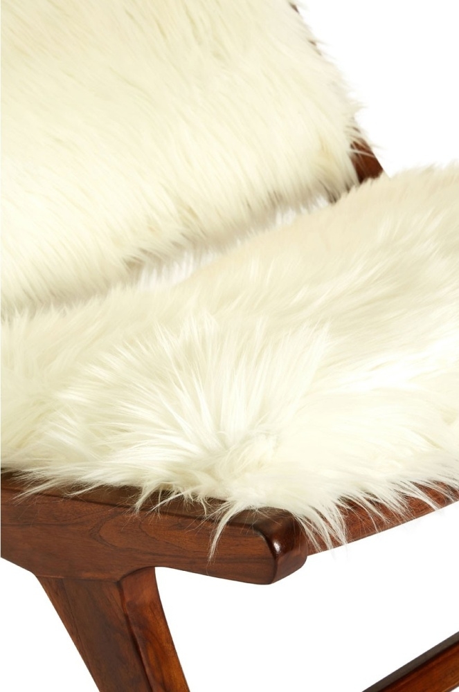 Product photograph of Arroyo White Faux Fur Angled Chair from Choice Furniture Superstore.