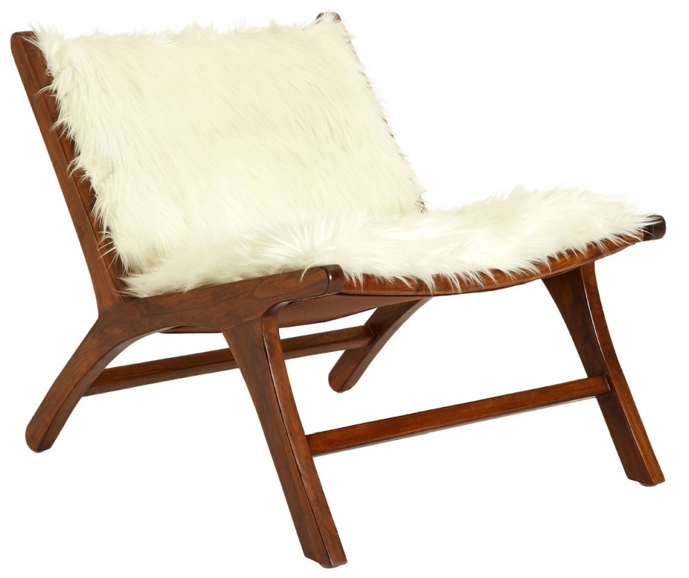 Product photograph of Arroyo White Faux Fur Angled Chair from Choice Furniture Superstore.