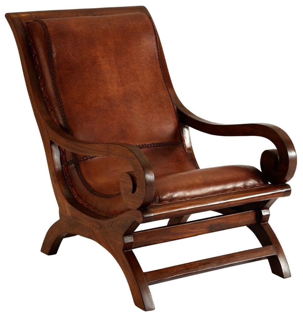 Product photograph of Arroyo Genuine Brown Leather Chair With Footstool from Choice Furniture Superstore.