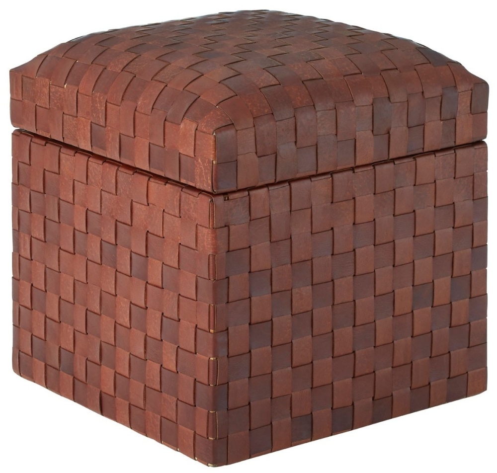 Product photograph of Arroyo Genuine Brown Leather Storage Stool from Choice Furniture Superstore.