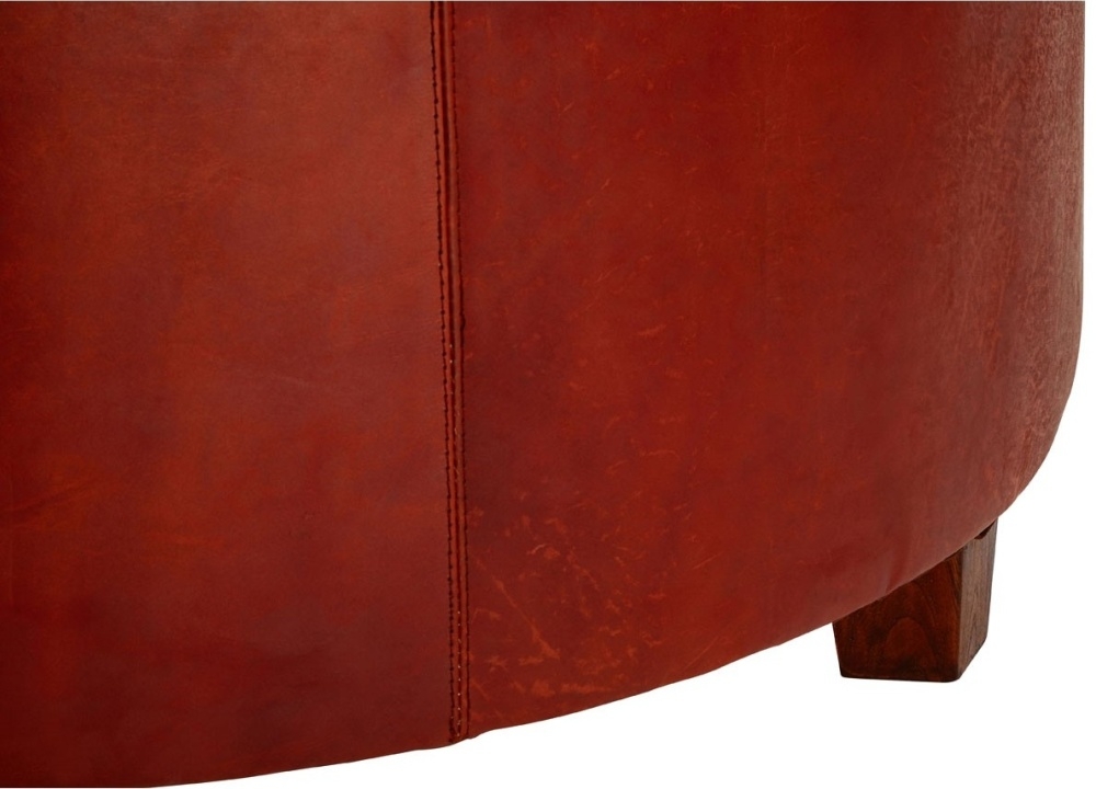 Product photograph of Arroyo Genuine Antique Brown Leather Buttoned Stool from Choice Furniture Superstore.