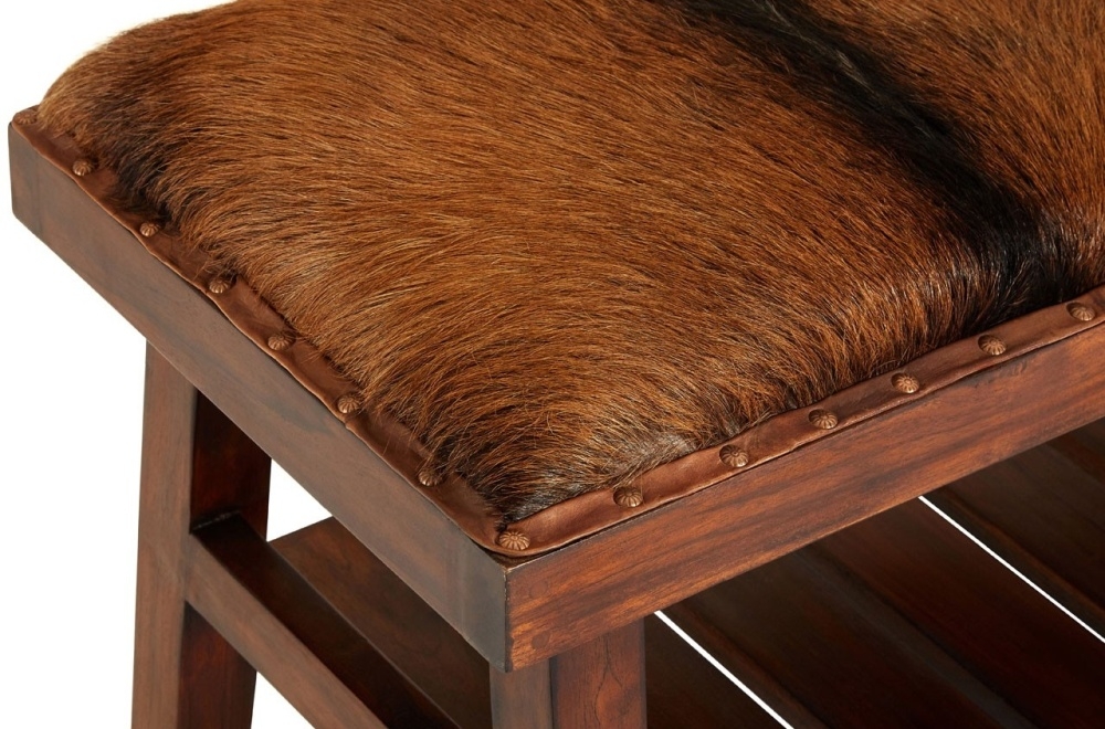 Product photograph of Arroyo Brown Goat Hide Bench from Choice Furniture Superstore.