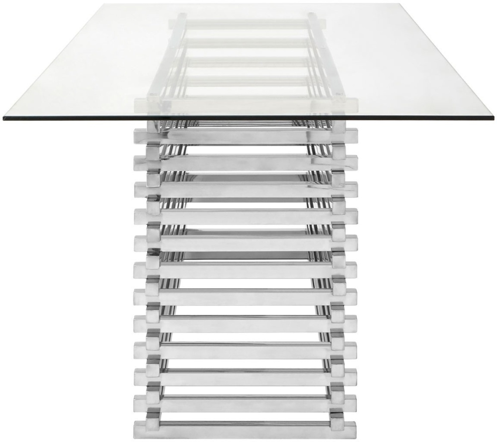 Product photograph of Emporia Glass And Chrome Dining Table - 8 Seater from Choice Furniture Superstore.