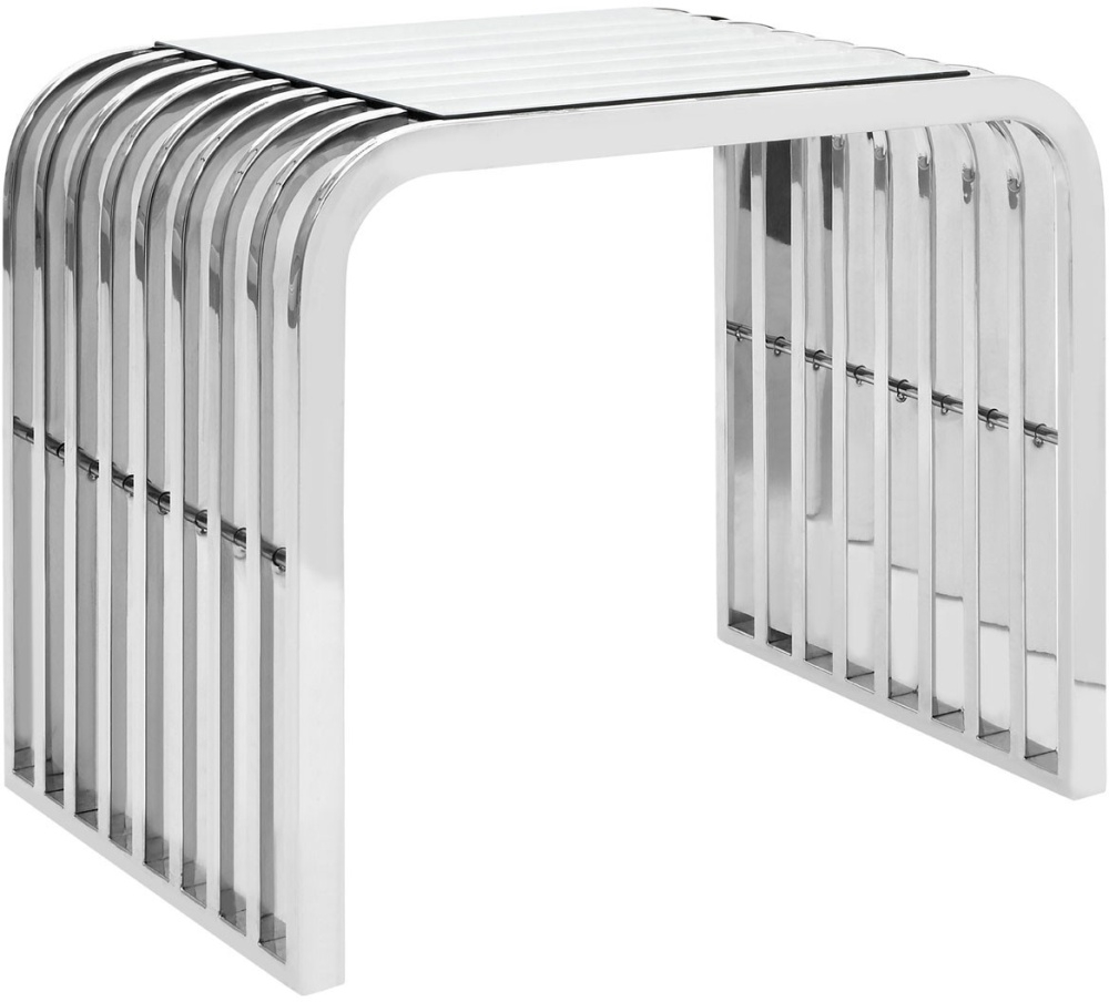Product photograph of Emporia Glass And Chrome Slatted End Table from Choice Furniture Superstore.