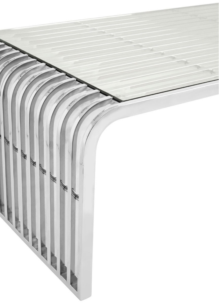 Product photograph of Emporia Glass And Chrome Slatted Coffee Table from Choice Furniture Superstore.