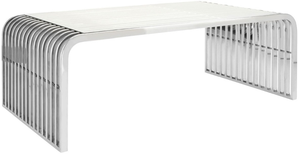 Product photograph of Emporia Glass And Chrome Slatted Coffee Table from Choice Furniture Superstore.