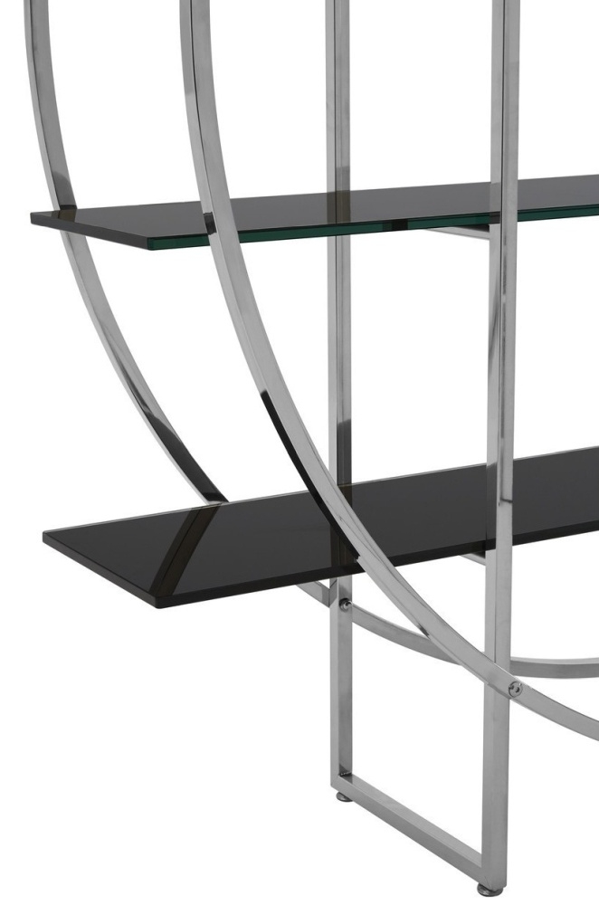 Product photograph of Emporia Black Glass And Chrome Round Shelf Unit from Choice Furniture Superstore.