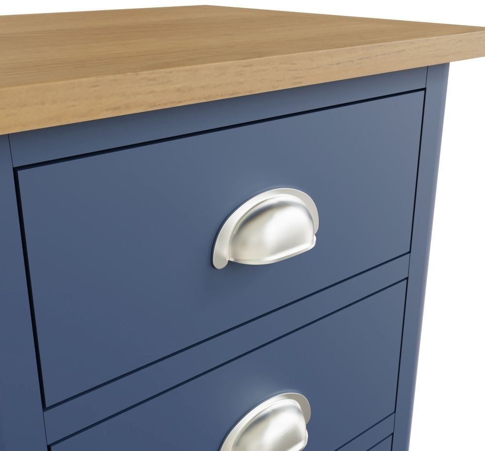 Product photograph of Portland Oak And Blue Painted 3 Drawer Bedside Cabinet from Choice Furniture Superstore.