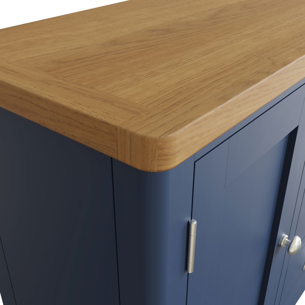 Product photograph of Portland Oak And Blue Painted 2 Door 3 Drawer Sideboard from Choice Furniture Superstore.