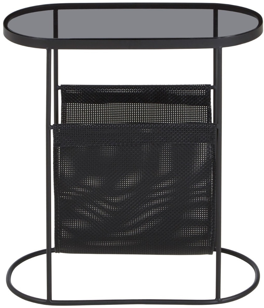 Product photograph of Bellwood Black Side Table With Smoke Grey Glass Top from Choice Furniture Superstore.