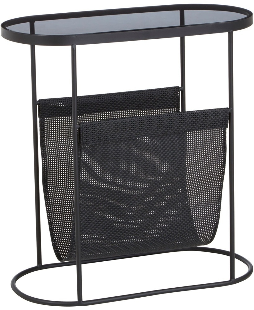 Product photograph of Bellwood Black Side Table With Smoke Grey Glass Top from Choice Furniture Superstore.