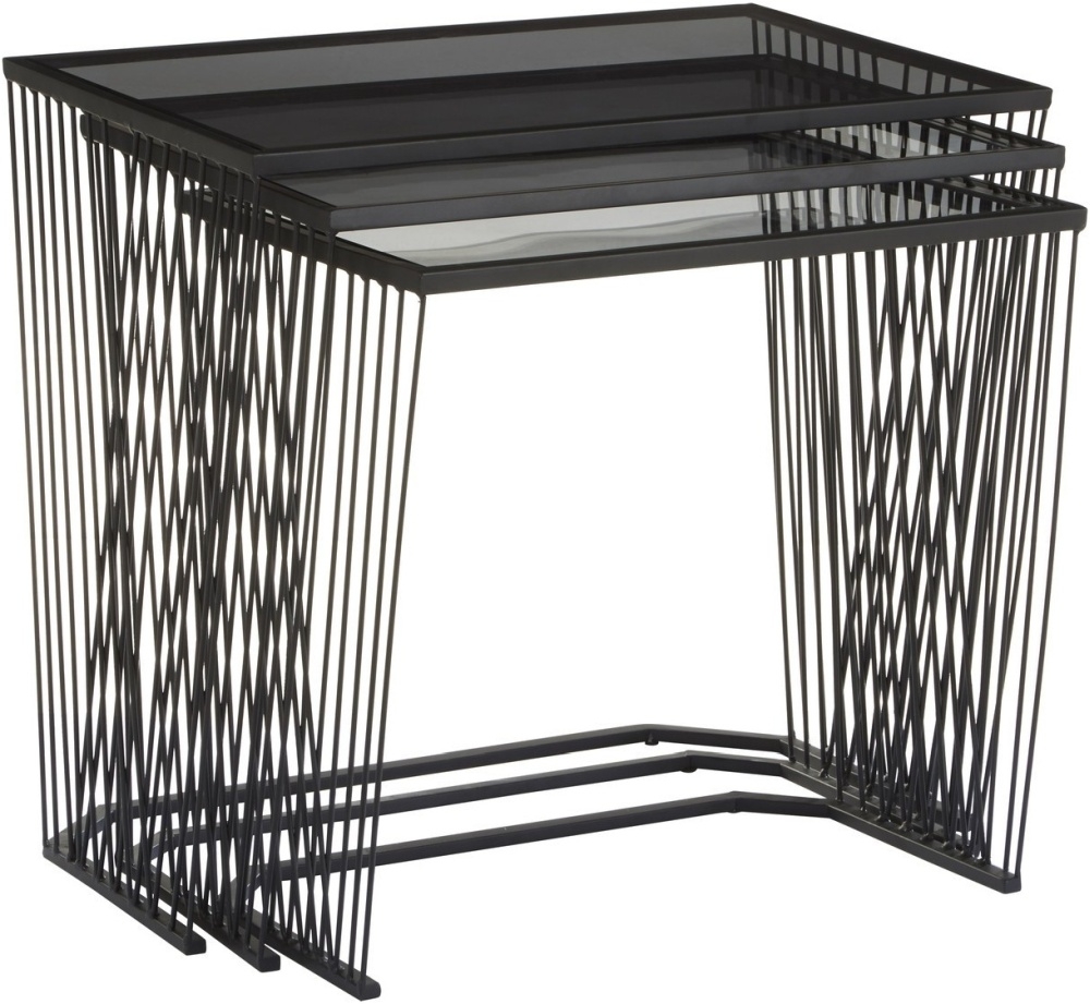 Product photograph of Bellwood Black Side Tables Set Of 3 from Choice Furniture Superstore.