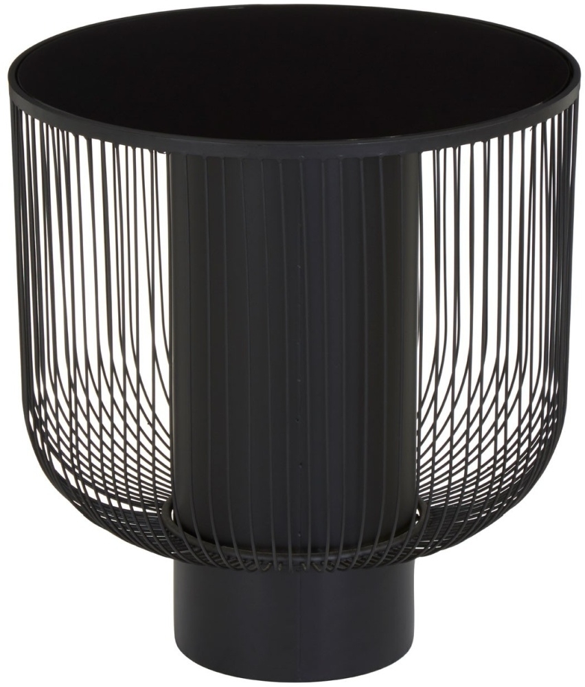 Product photograph of Bellwood Black End Table With Glass Top from Choice Furniture Superstore.
