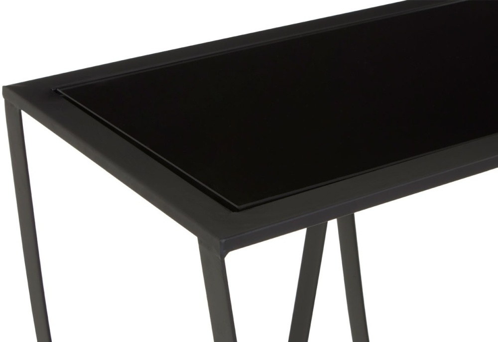 Product photograph of Bellwood Black Console Table With Glass Top from Choice Furniture Superstore.