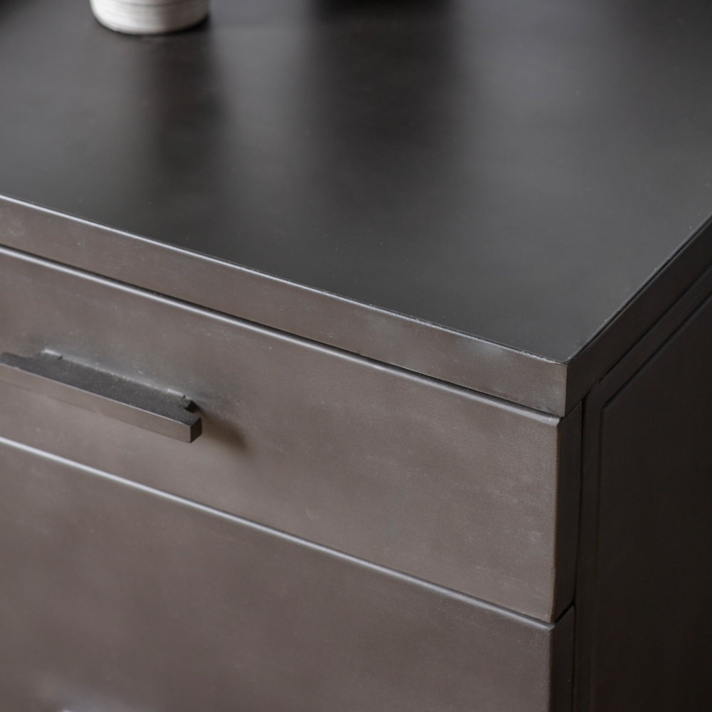 Product photograph of Ottinge Grey Metal Side Table - 2 Drawers from Choice Furniture Superstore.