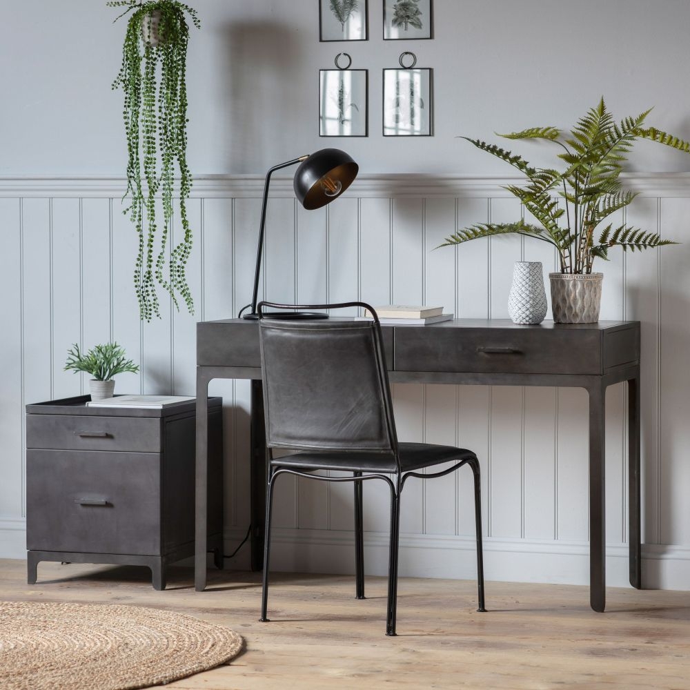 Product photograph of Ottinge Grey Metal Side Table - 2 Drawers from Choice Furniture Superstore.