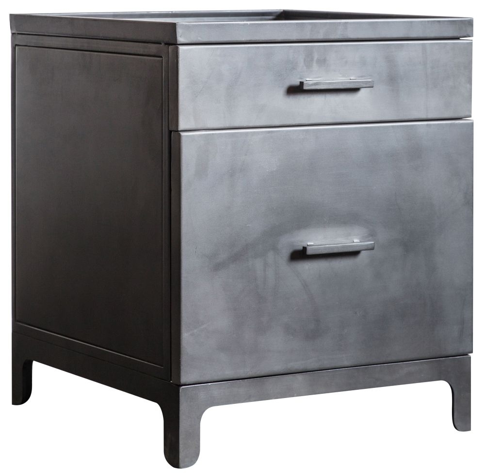 Product photograph of Ottinge Grey Metal Side Table - 2 Drawers from Choice Furniture Superstore.