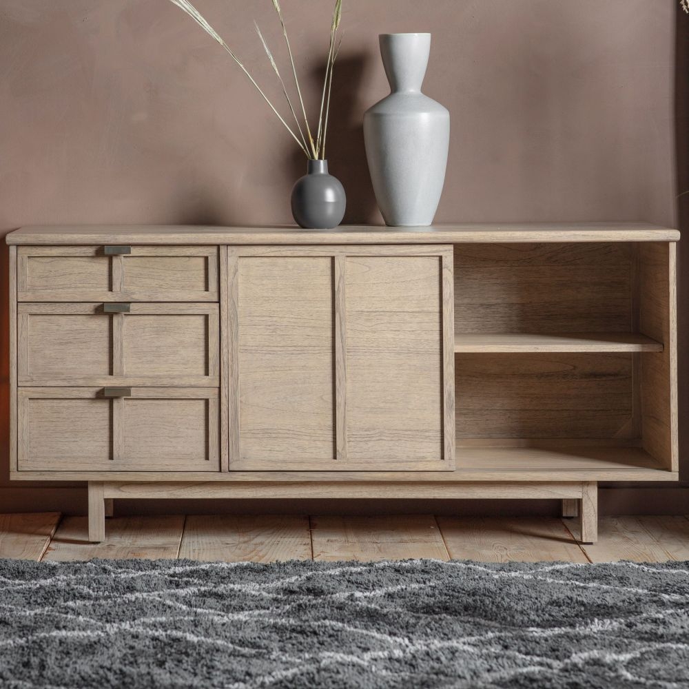 Product photograph of Kyoto Natural 2 Door 3 Drawer Large Sideboard from Choice Furniture Superstore.