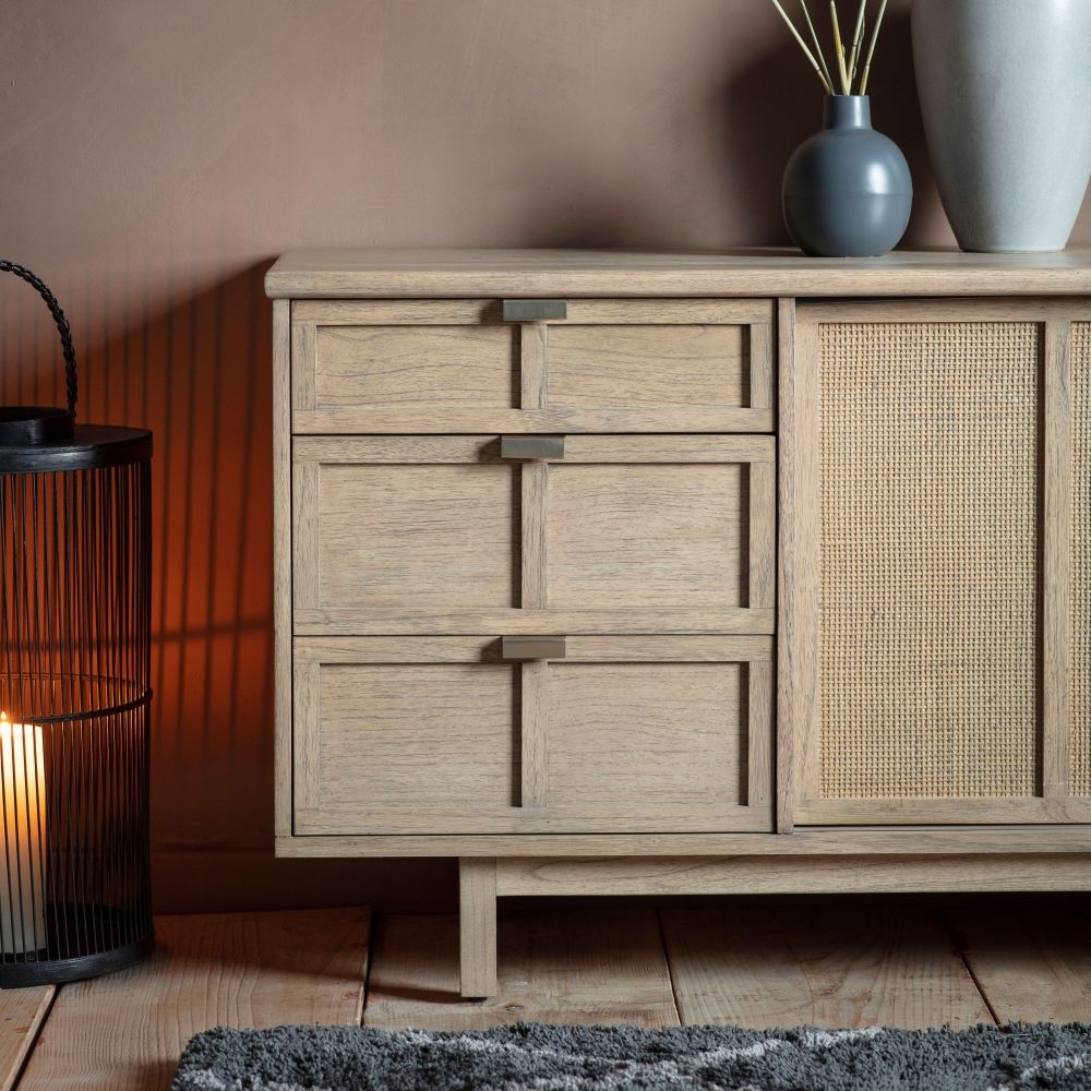 Product photograph of Kyoto Natural 2 Door 3 Drawer Large Sideboard from Choice Furniture Superstore.