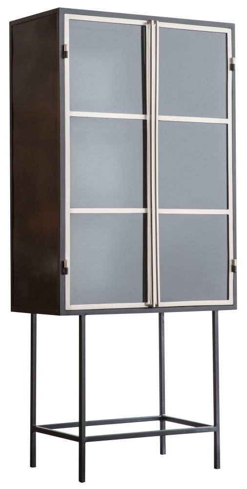 Product photograph of Kilkenny Black Iron And Glass Drinks Cabinet from Choice Furniture Superstore.