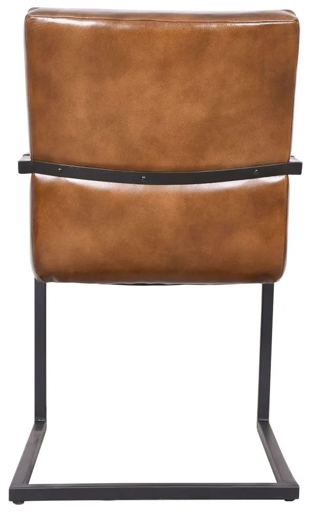 Product photograph of Quinn Vintage Brown Dining Chair With Arms Genuine Real Buffalo Leather Carver from Choice Furniture Superstore.