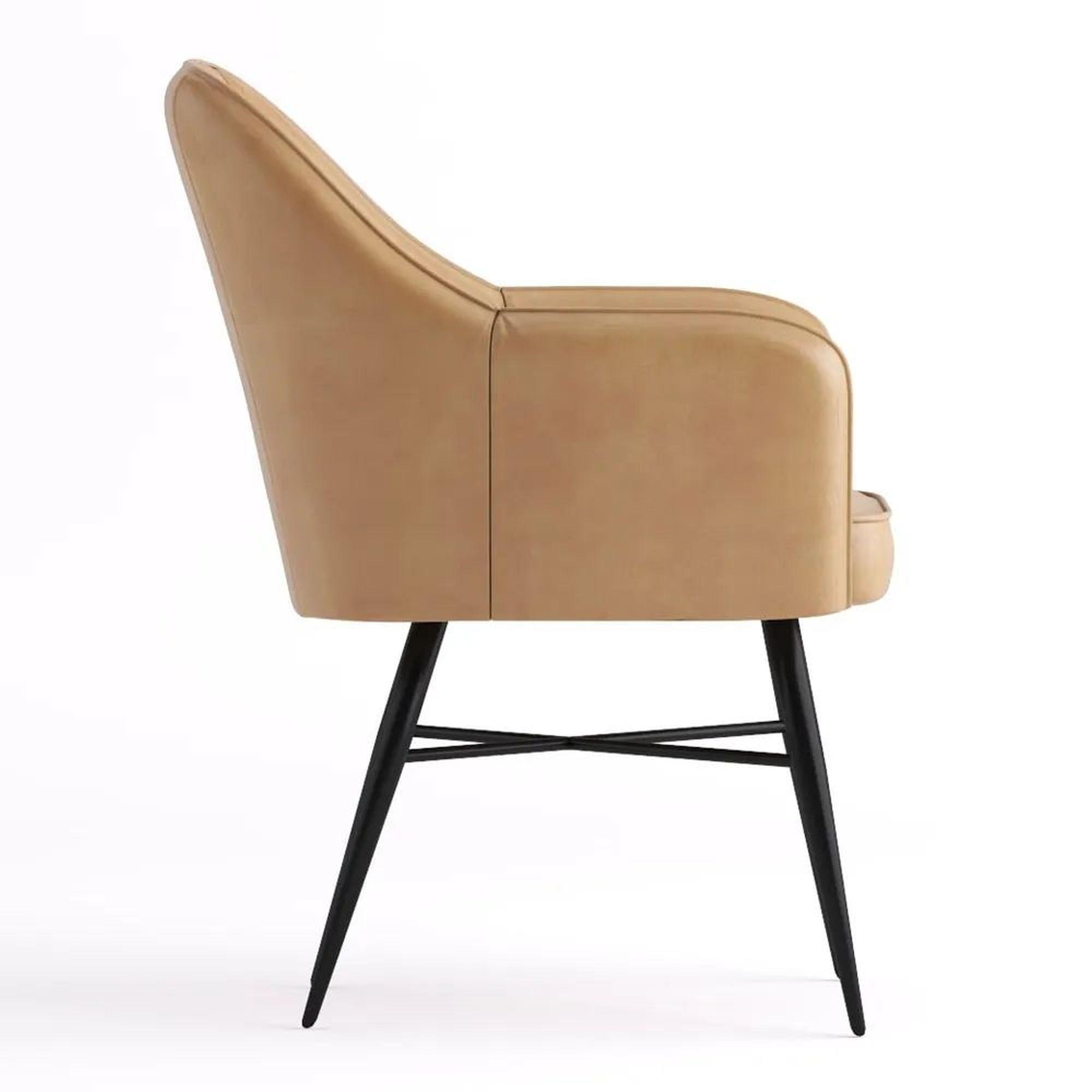 Product photograph of Edgar Beige Buffalo Leather Carver Arms Dining Chair from Choice Furniture Superstore.