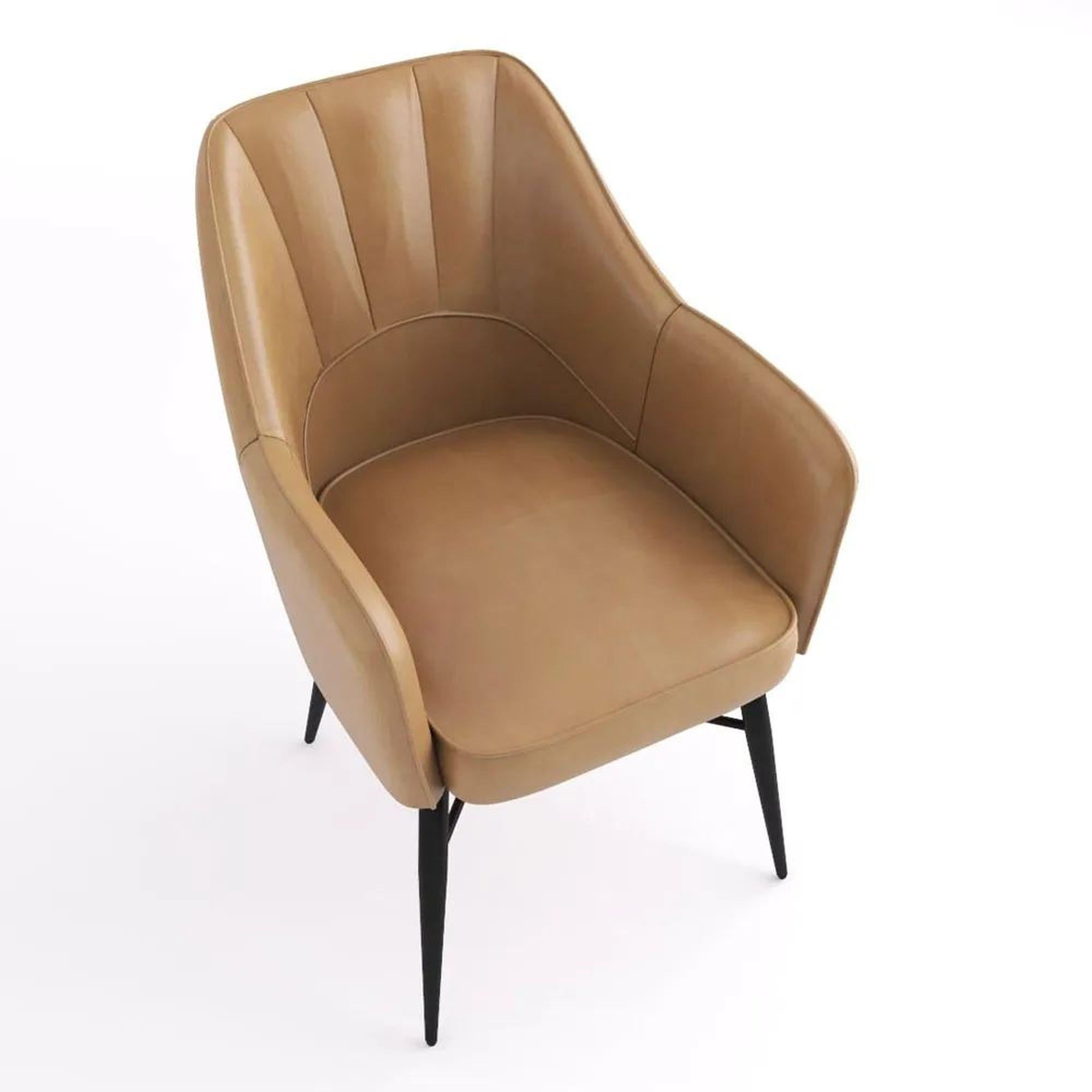 Product photograph of Edgar Beige Buffalo Leather Carver Arms Dining Chair from Choice Furniture Superstore.