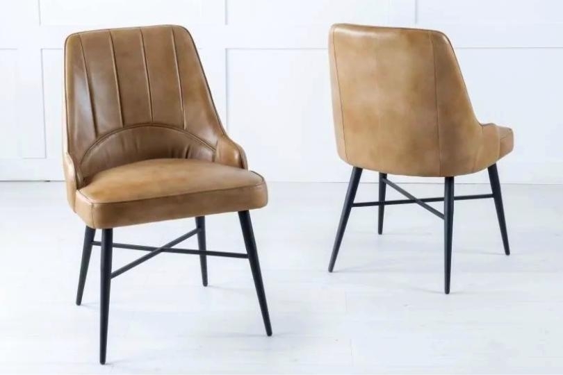 Product photograph of Toronto Stone Brown Dining Chair Genuine Real Buffalo Leather from Choice Furniture Superstore.