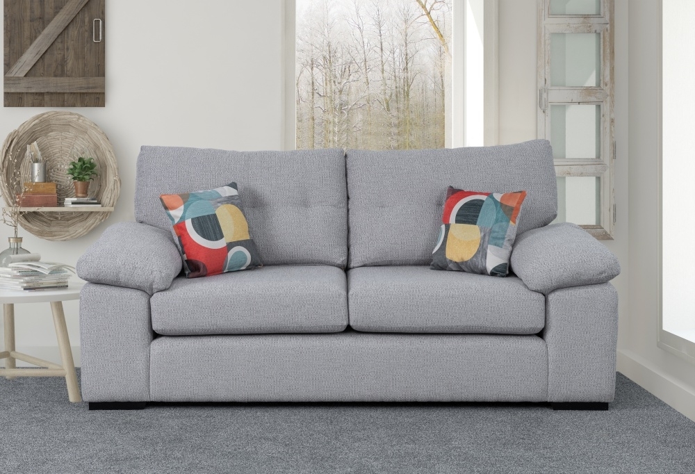 Product photograph of Sweet Dreams Rochester Silver Fabric Sofa from Choice Furniture Superstore.